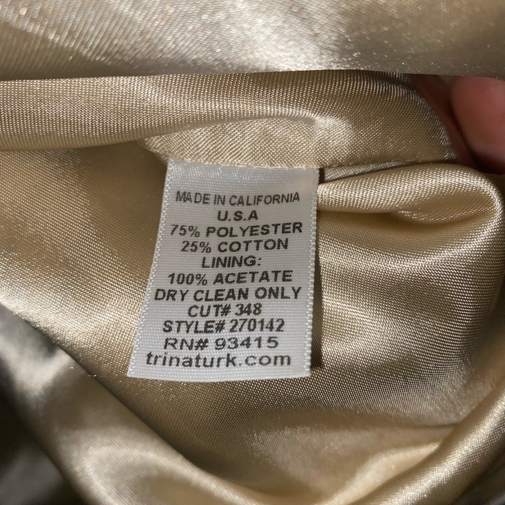 NWOT Trina Turk Silver Metallic Chevron Pattern Long Duster Jacket sz 10 - Picture 5 of 5